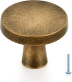 Ravinte Brushed Brass Cabinet Knobs Solid Pulls Single Hole 5 Pack
