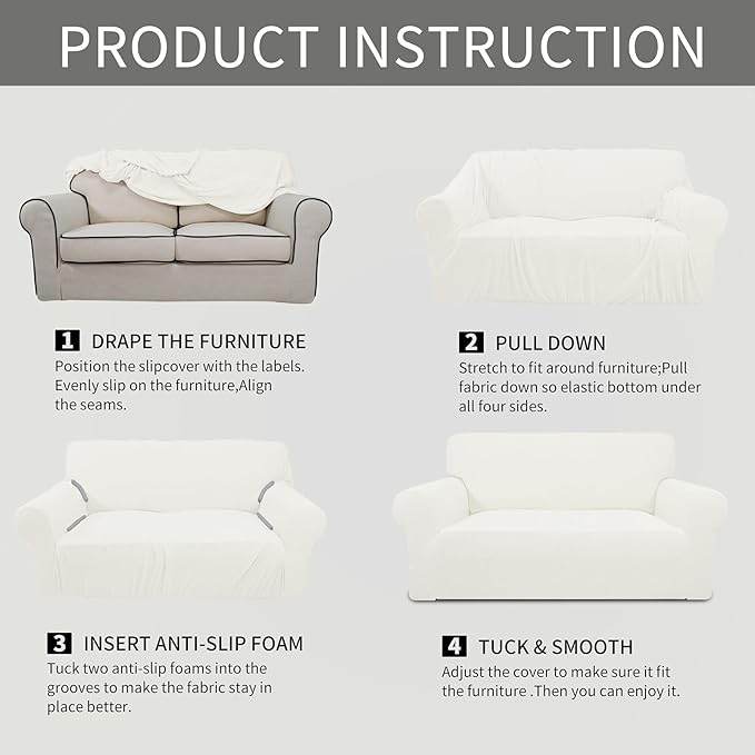 Easy-Going Stretch 4 Seater Sofa Slipcover 1-Piece Sofa Cover Furniture - Image 6