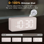 uscce Wooden Digital Alarm Clocks for Bedrooms with 0-100% Dimmable Display