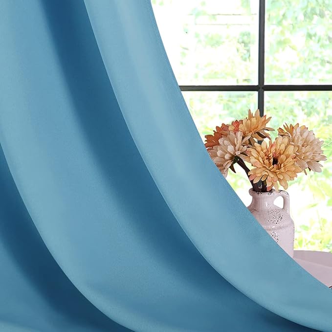 NICETOWN Teal Blue Blackout Curtain Panels - Image 4