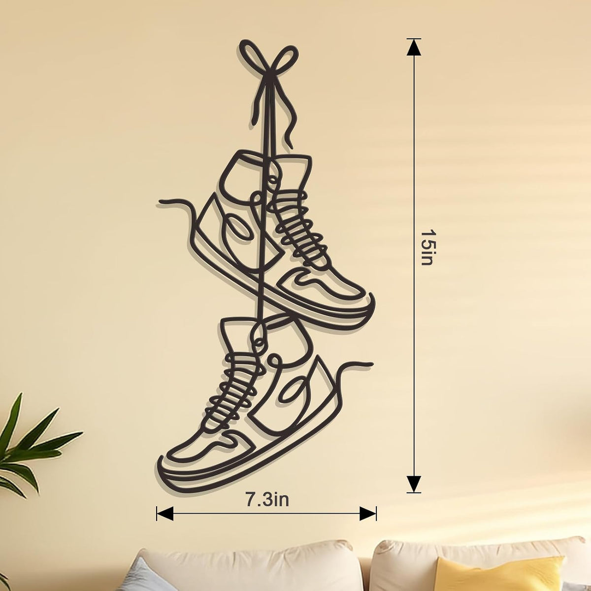 Zzbakress Large Sneaker Metal Wall Decor Black Creative Sports Room Decor