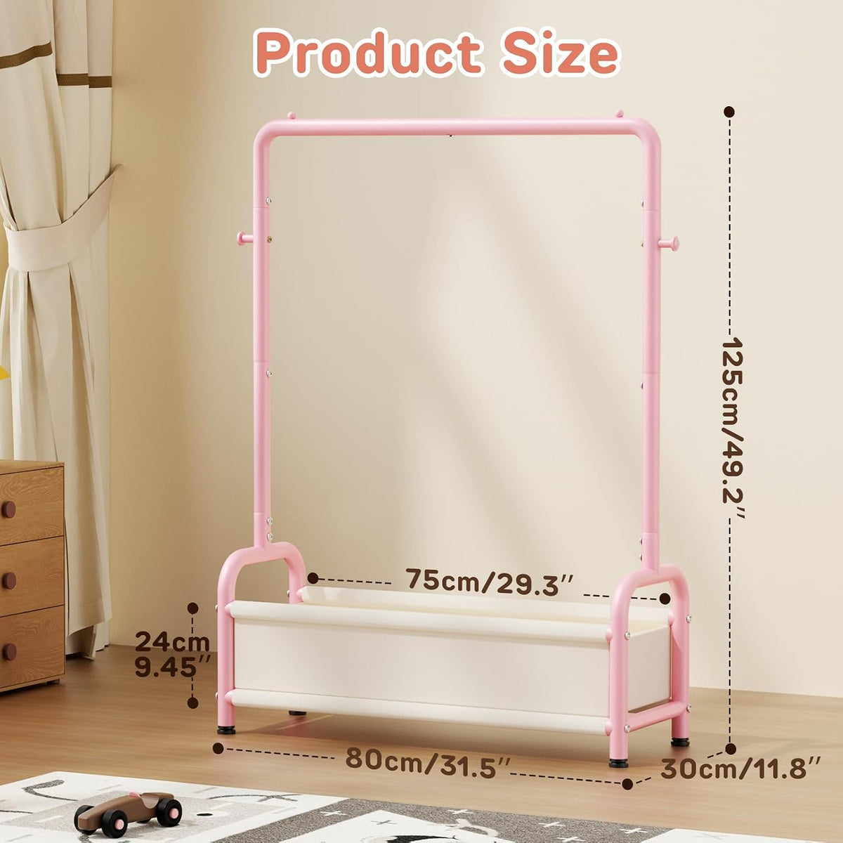 Kids Clothing Rack with Storage Shelf, Kids Dress Up Storage