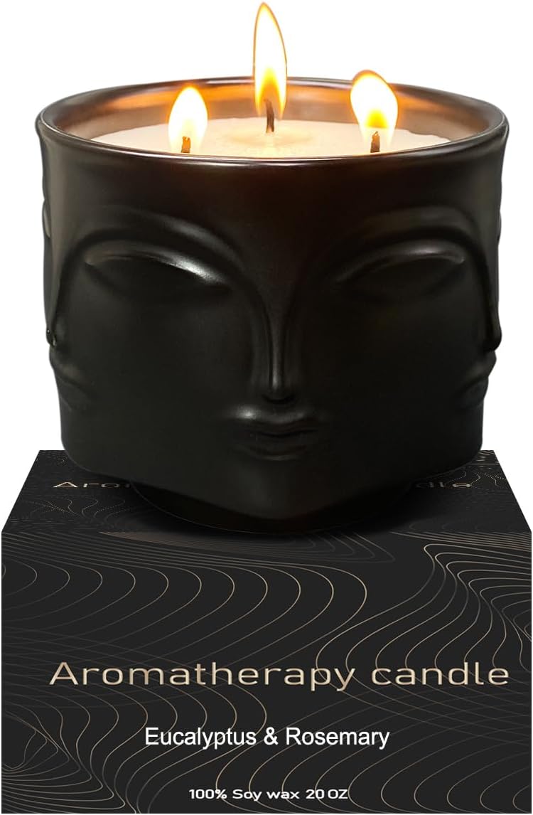 Outdoor Decorative White Large Citronella Candle, 20oz, Ceramic, 3 Wick Scented Candles, 100% Soy, for Patio Decor, Outside Table Decor, Camping Accessories