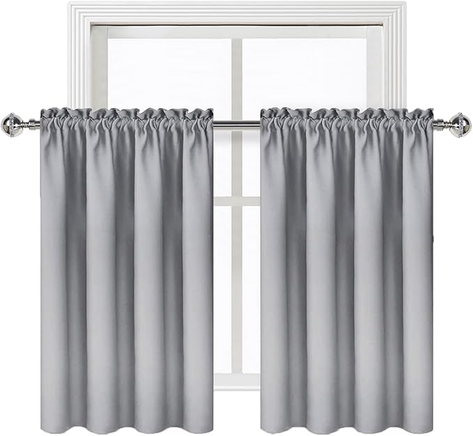 DWCN Silver Grey Short Blackout Curtains - Image 9