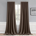 MIULEE Chocolate Brown Back Tab Blackout Curtains 102 Inch Long 2 Panels Set - Image 9