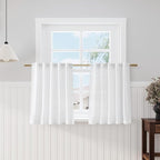 Nanspring White Curtains for Kitchen Linen Semi Sheer Light Filtering Curtains by Nanspring