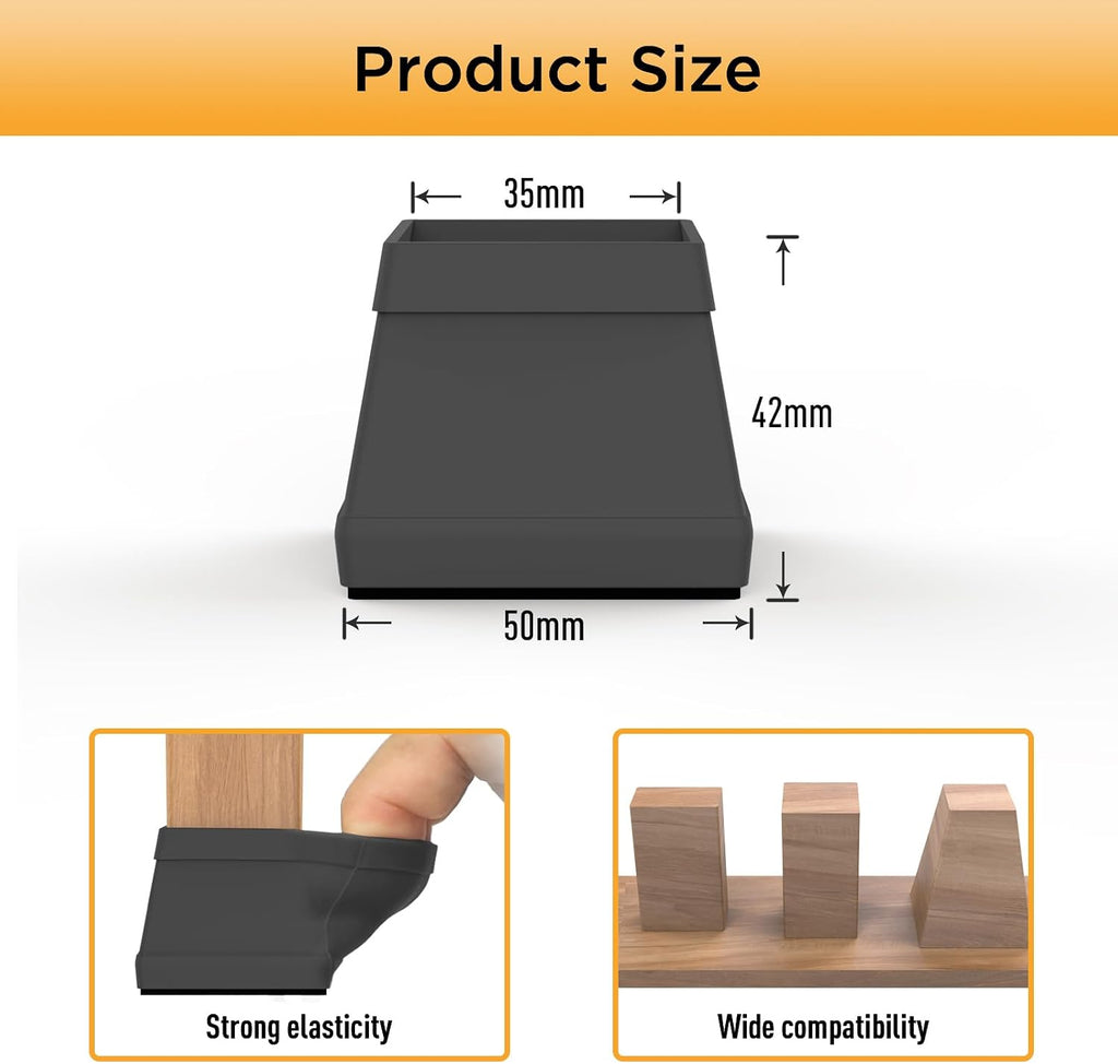 16 Pcs Non Slip Square Chair Leg Protector - Non Skid Furniture Grippers, Anti-Slip Silicone Furniture Feet Caps, Used for Outdoor Protection of Chair Legs (Black, 1.26-1.54").