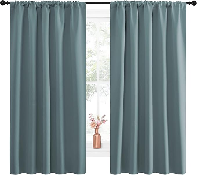 NICETOWN Greyish Blue Blackout Curtains Panels - Image 2