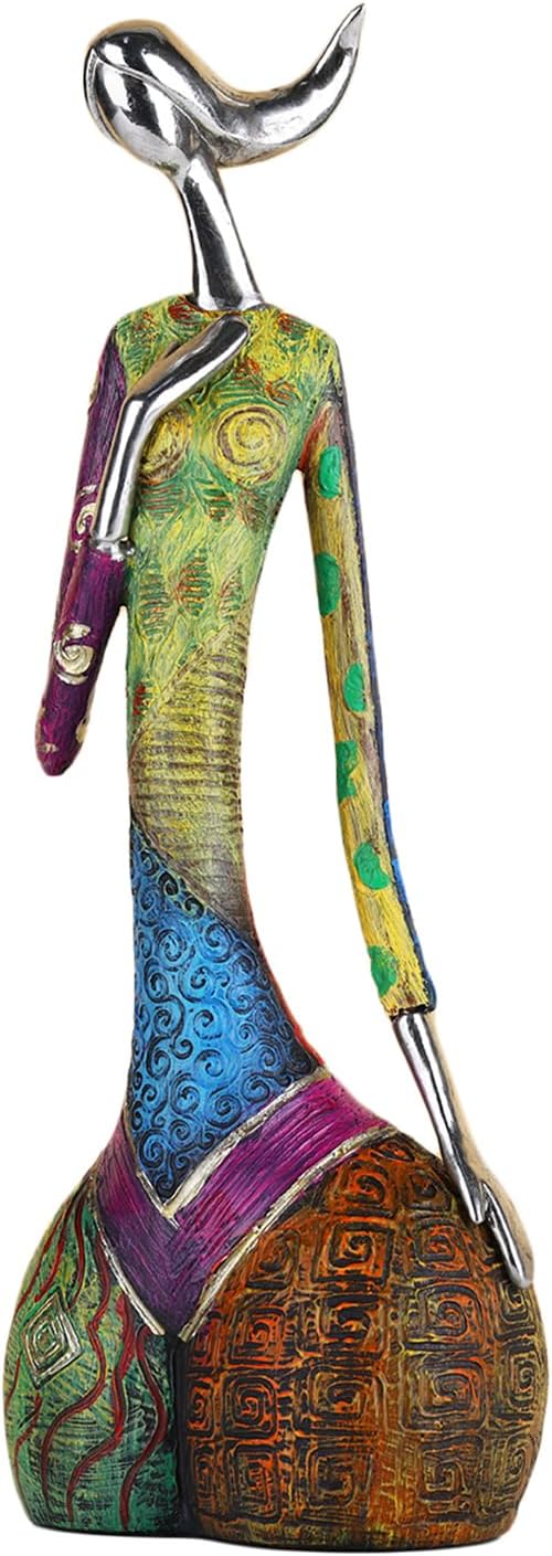 suruim Colorful Abstract Women Figurines Sculptures Home Decor for Shelves Yoga Pose Art Statue Modern Home Decoration Living Room Zen Decor Tables Ornaments (Elegance)