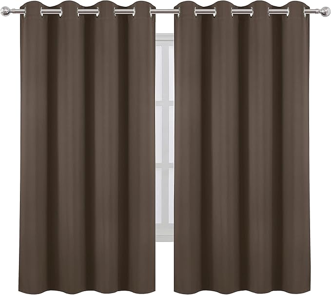 LEMOMO Chocolate Brown Blackout Curtains 52 x 63 Inch Length/Set of 2 Curtain - Image 2