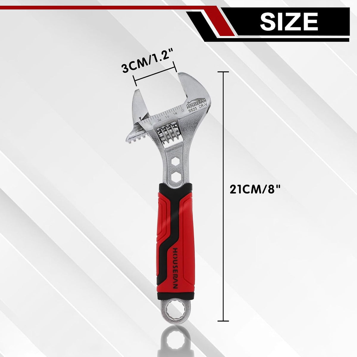 8 Inch CR-V Adjustable Wrench, Crescent Wrench with Non-Slip Grip