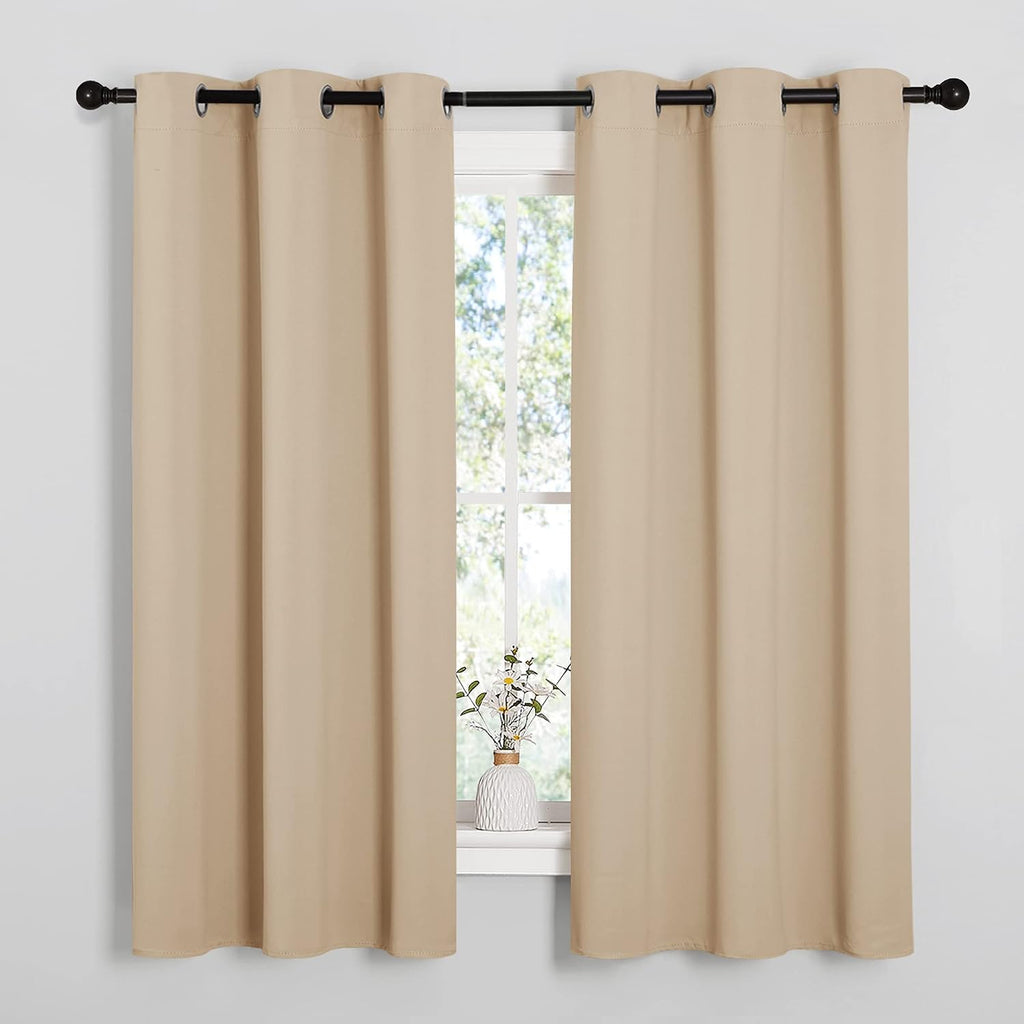 NICETOWN Biscotti Beige Blackout Curtains for Bedroom 42" x 48" 2 Panels
