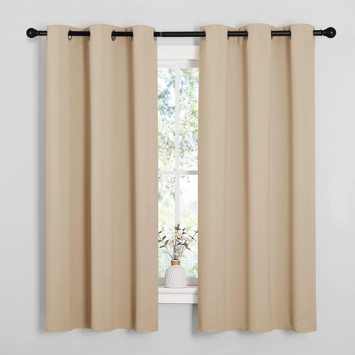 NICETOWN Biscotti Beige Blackout Curtains for Bedroom 42" x 48" 2 Panels