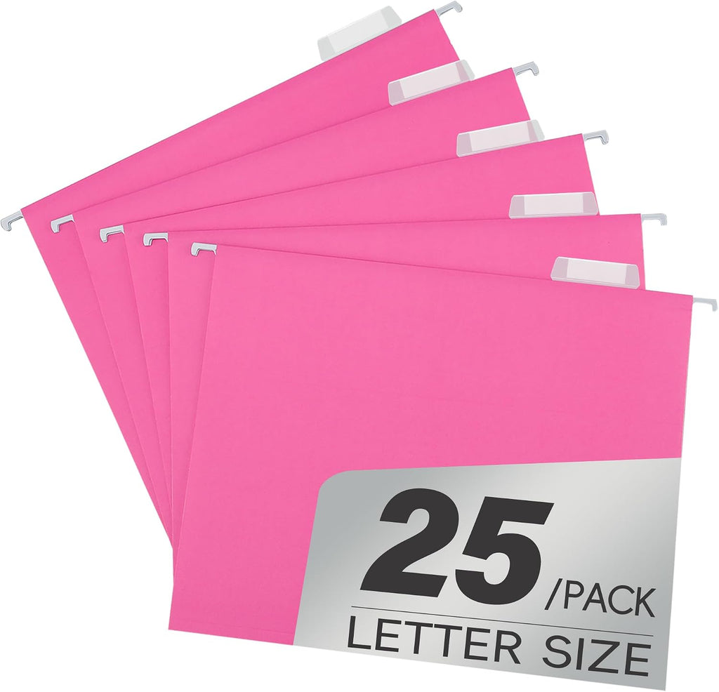 pmybupo Hanging File Folders,25 Pack Yellow Letter Size Hanging File Folders with 1/5-Cut Tabs,Ideal for Home and Office Organization and Papers Classification