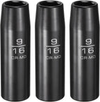 3Pcs 1/2" Drive 9/16 Inch 6 Point Deep Impact Socket 78mm Length