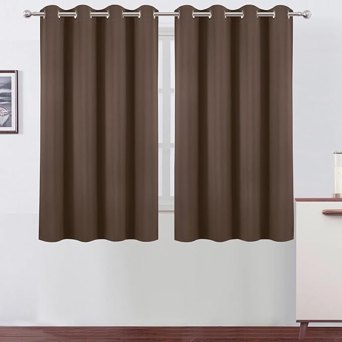 LEMOMO Blackout Curtains 66 x 54 Inch Long Chocolate Curtains Set of 2 Panels by Lemomo