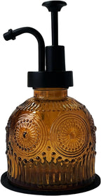 Vintage Soap Dispenser for Bathroom,Glass Kitchen Soap Dispenser with Pump,Farmhouse Antique,Cute Small Rustic Decor(Brown)