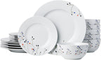 Amazon Basics 18-Piece Complete Kitchen Dinnerware Set, Microwave and Dishwasher Safe, Plates, Dishes, Bowls, Service for 6, Branches
