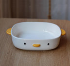 PURROOM Cute Duck Baking Dish, Ceramic Casserole Square Dish, Porcelain Pie Pan, 9x9 in Medium Baking Pan with Handles, Oven Safe & Durable Bakeware for Lasagna.