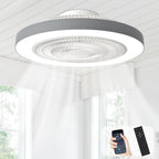 Depuley LED Ceiling Fan with Light: 19" Modern Flush Mount Low Profile Ceiling Fans with Remote & Smart APP Control - Grey Bladeless Fandelier Dimmable Quiet DC Motor for Bedroom Kids Room 6 Speeds
