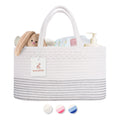 Diaper Caddy Organizer, Large Cotton Rope Nursery Baby Basket, Changing Table Organizer for Baby Diaper Storage, Portable Car Organizer Removable Divider (Off White, Extra Large)
