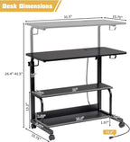 Karl home 31.5" Portable Rolling C-Shaped Computer Desk on Wheels, Black
