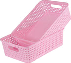 8 Pack Small Pantry Organization and Storage Bins - Household Organizers for Laundry Room, Bathrooms, Bedrooms, Kitchens, Cabinets, Countertops, Under Sink or On Shelves (Pink)