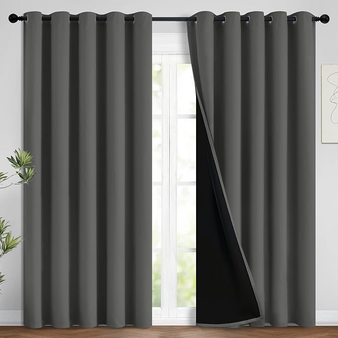 Yakamok Total Blackout Curtains, 2 Thick Layers Completely Blackout Soild by Yakamok