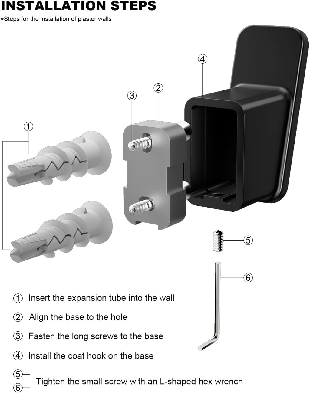 4-Pack Matte Black Towel Hook for Bathroom, Robe Coat Hook, Heavy Duty Wall Hooks for Hanging Bag Hat Mudroom Bedroom Shower Closet, Drill in Hanger Mount with Screw, Holder Back of Door Outdoor