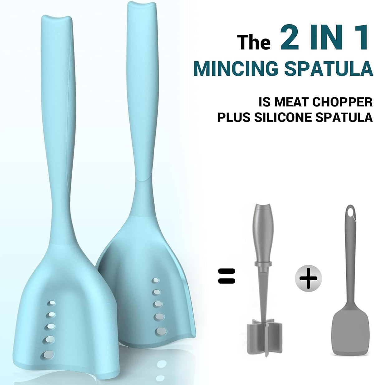 2Pack Meat Chopper Mincing Spatula, Silicone Grinder for Ground Beef