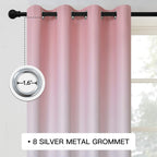 COSVIYA Grommet Ombre Room Darkening Curtains 96 inches Long for Kids/Girls Bedroom, Polyester Light Blocking Pink to Gray Gradient Window Drapes/Curtains for Living Room,2 Panels, 52x96 inches