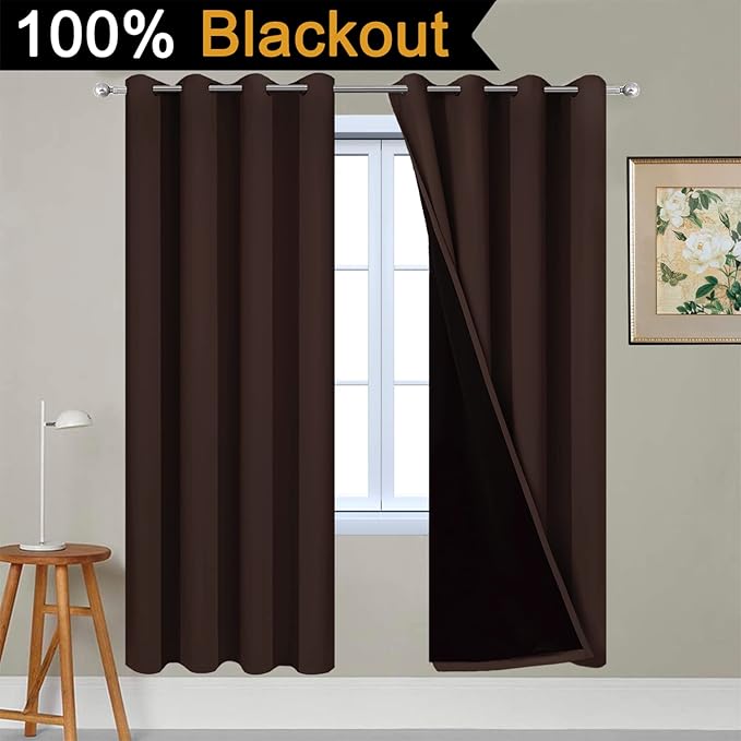 Yakamok Blackout Curtains 72 Inches Long, 2 Thick Layers Grommet Top Thermal - Image 2