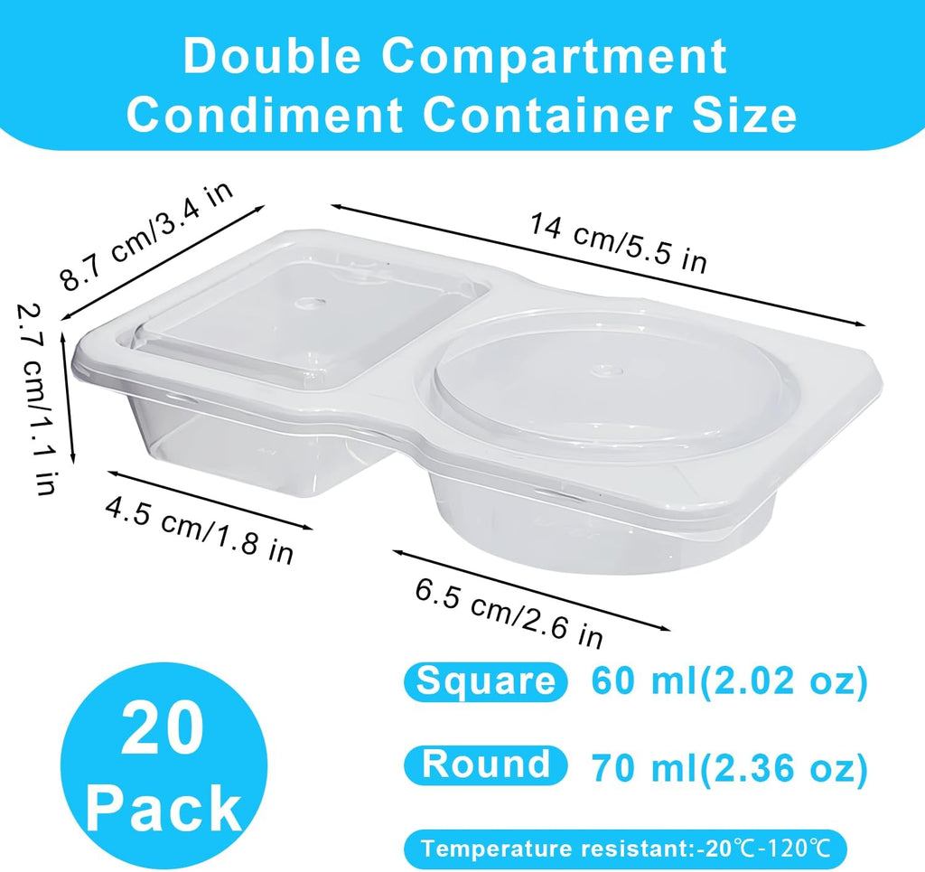 Pure Future 20-Pack 2-Compartment Snack Containers with Lids (40 Pieces)