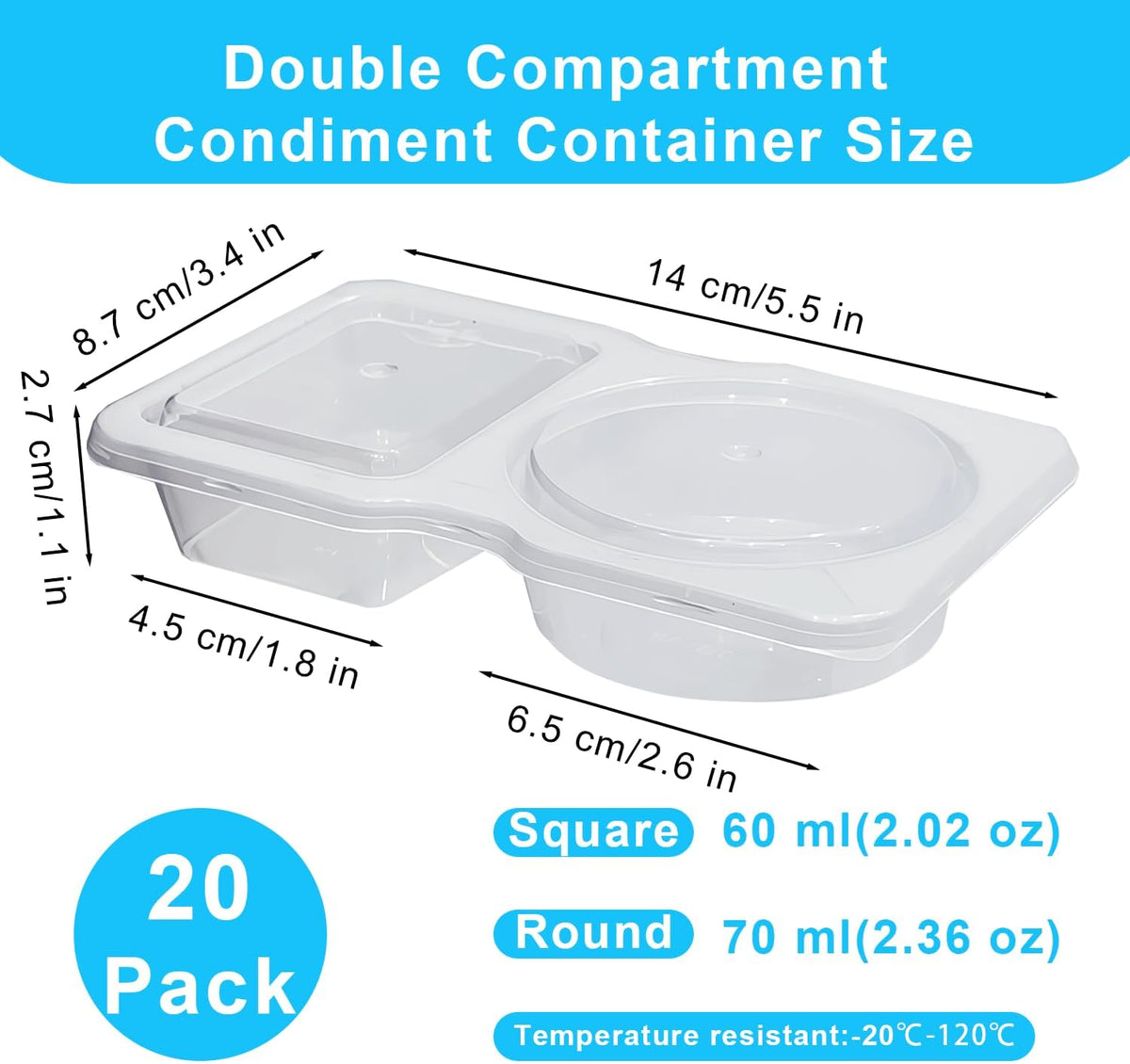 Pure Future 20-Pack 2-Compartment Snack Containers with Lids (40 Pieces)