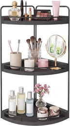 Fixwal 3 Tier Corner Bathroom Countertop Organizer Vanity Shelf Light Brown