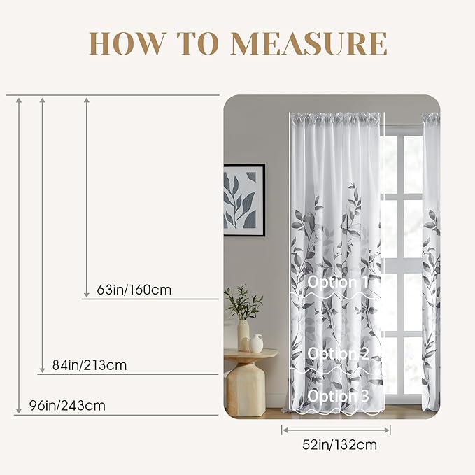 HOMEIDEAS Non-See-Through Light Grey and White Privacy Sheer Curtains 52 X 96 - Image 8