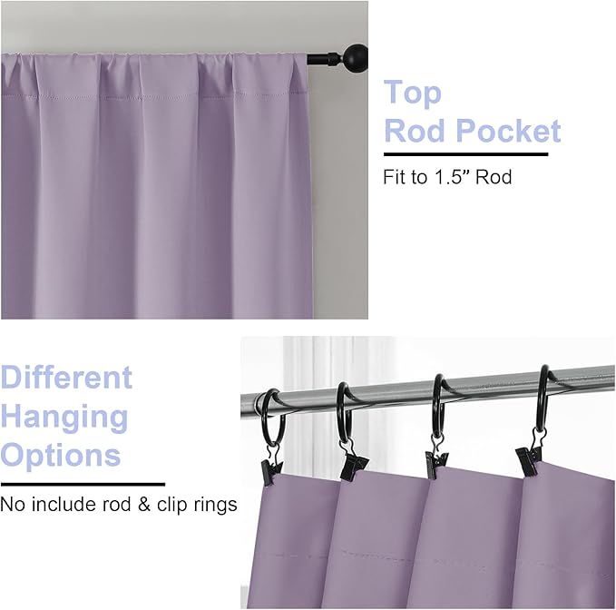 Simplebrand Ava Lilac Short Blackout Curtains - Image 4