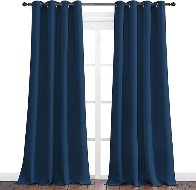 NICETOWN Moroccan Blue Blackout Curtains 102" Long - Image 2