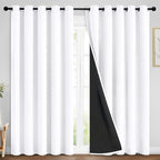 Yakamok Pure White 100% Blackout Curtains, 2 Thick Layers Completely Blackout by Yakamok