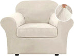 H.VERSAILTEX Rich Velvet Stretch 2 Piece Cover Chair Slipcover Sofa Cover by HVERSAILTEX