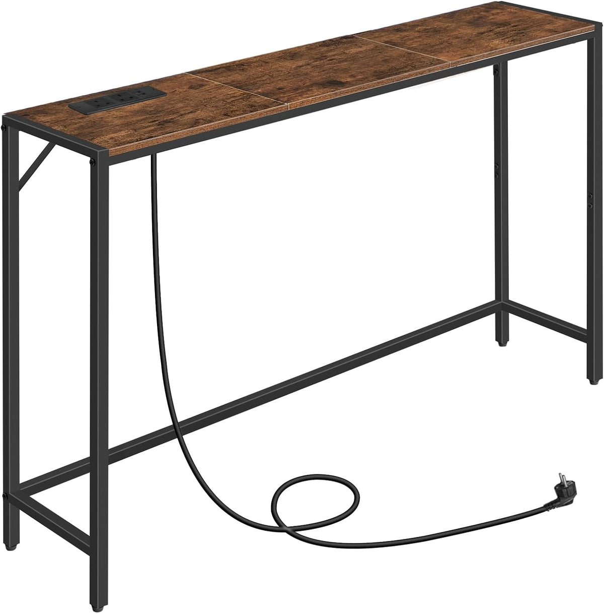 MAHANCRIS Narrow Console Table, 43.7" Sofa Table with Outlets, Rustic Brown