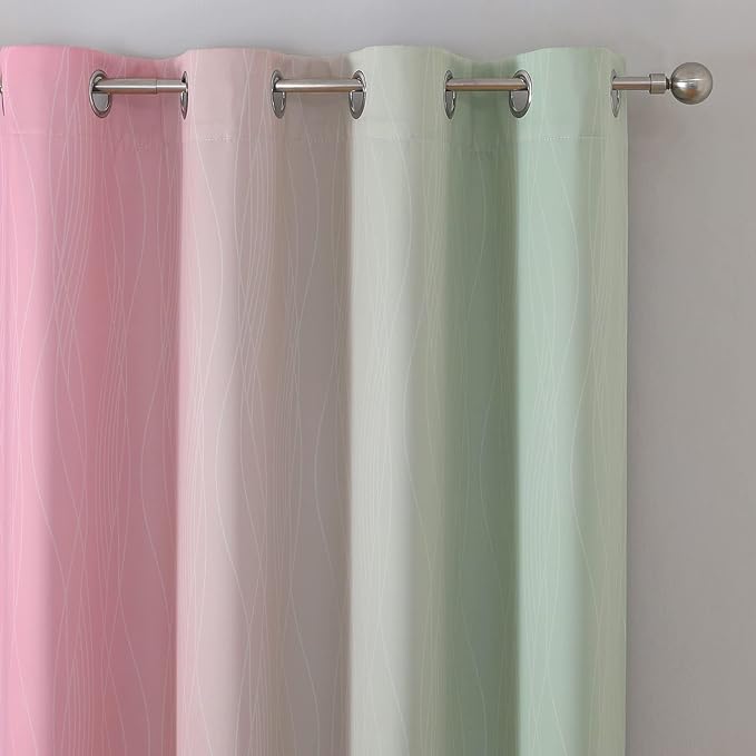 Estelar Textiler Sage and Pink Blackout Curtains - Image 4