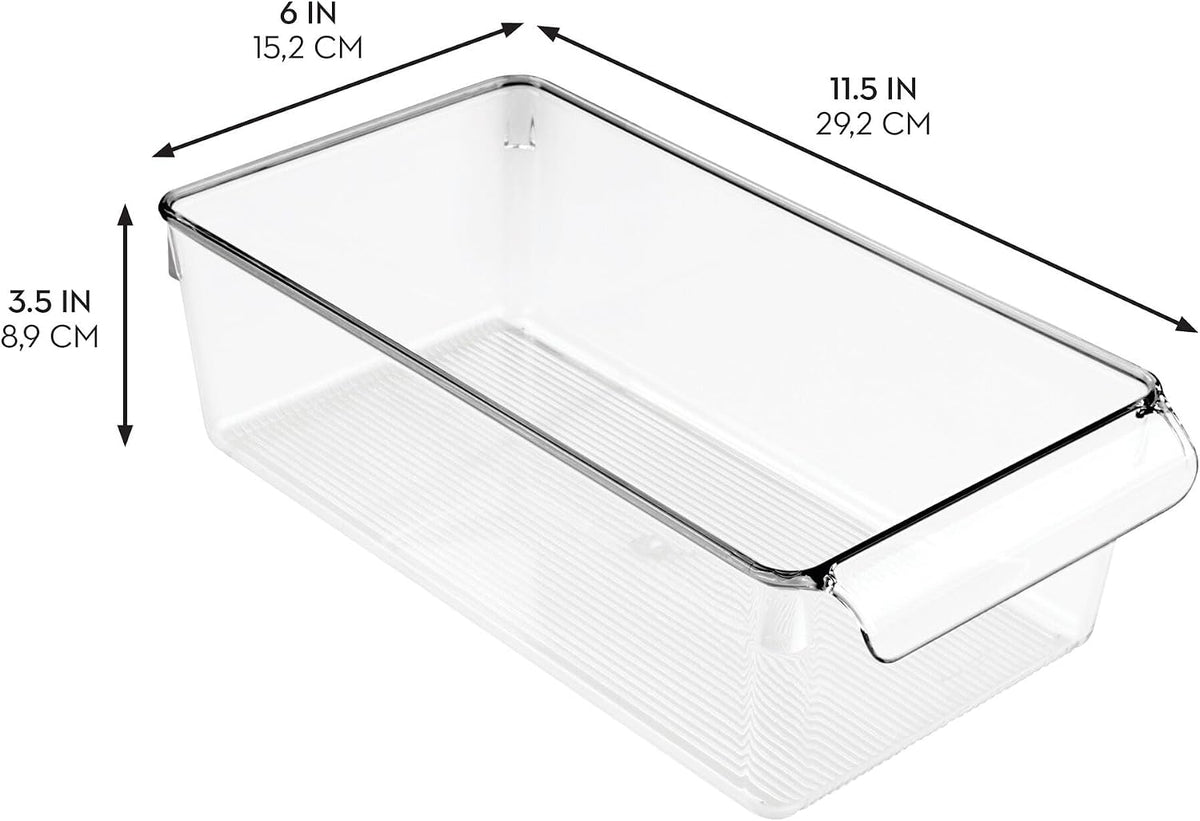iDesign Fridge Storage Bin with Handle, Set of 4, Clear