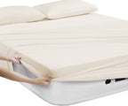 Camping Sheets Queen Size - Outdoor Air Mattress Sheet Set – Built-in Corner Straps for Air Mattress & Camping Use – Designed for Inflatable Beds & Tailgate Sleepovers, Ivory