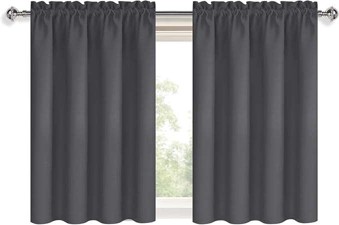 DWCN Short Blackout Curtains 36 inches Length 2 Panels Set, Half Window Rod - Image 9