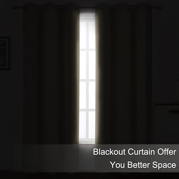 LEMOMO Blackout Curtains 42 x 95 inch/Beige Curtains Set of 2 Panels/Thermal - Image 3