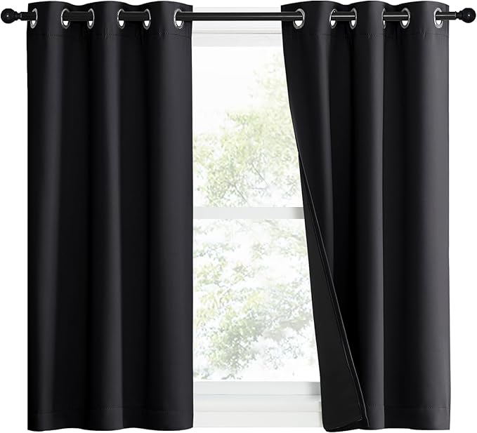 NICETOWN Complete 100% Blackout Curtain Set, Double Panels, Thermal Insulated & by NICETOWN
