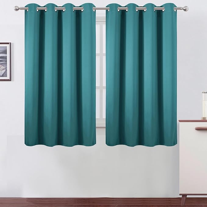 LEMOMO Blackout Curtains 66 x 54 Inch Long Sea Teal Curtains Set of 2 Panels by Lemomo