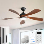 Sofucor 52 Inch Smart Modern Ceiling Fan with Light Indoor/Outdoor Brown | Alexa/Google Assistant/APP/Remote Control, Reversible DC Motor, Timer, 6-Speed, 3CCT for Living Room Bedroom Patio Farmhouse