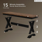 Signature Design by Ashley 1-Piece Wood Dining Bench, 48" 2-Tone Farmhouse